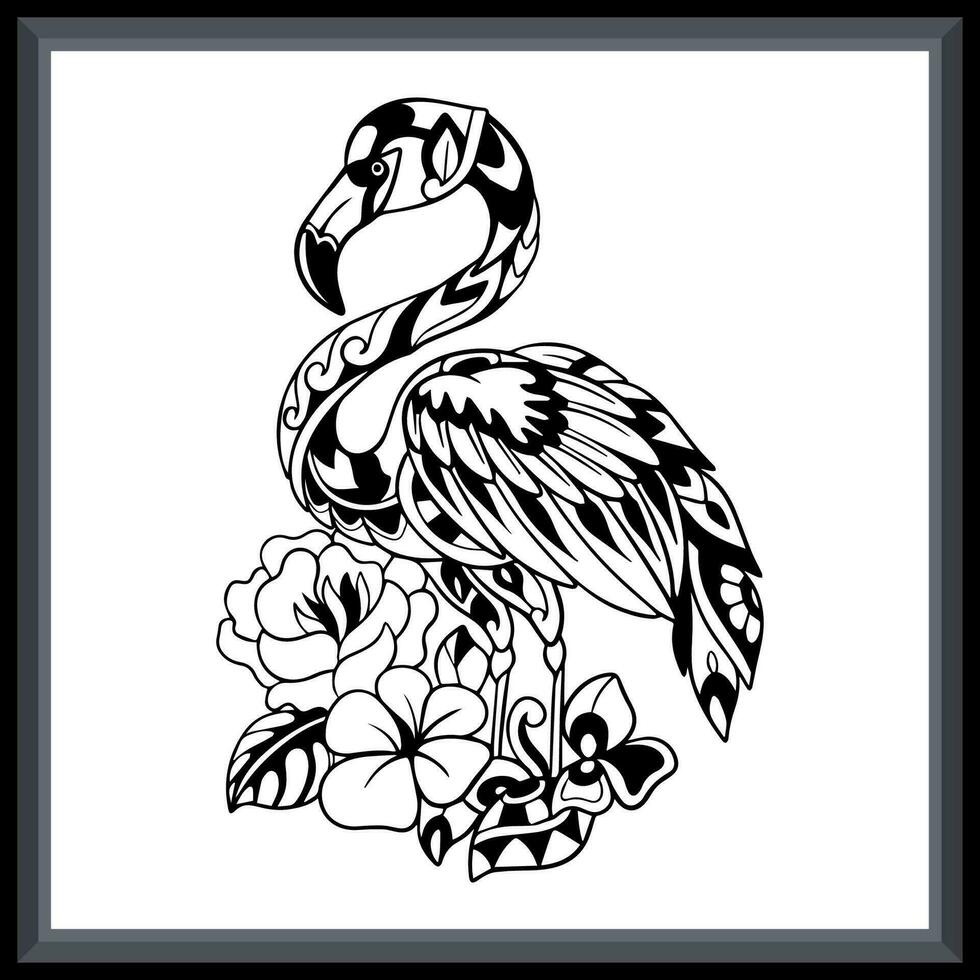 fenicottero uccello tribale tatuaggio mandala arti. vettore
