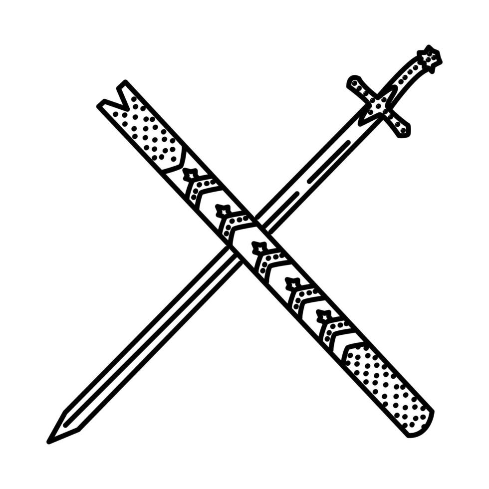 icona storica della spada di abu bakr al siddiq. scarabocchiare lo stile dell'icona disegnato a mano o contorno vettore
