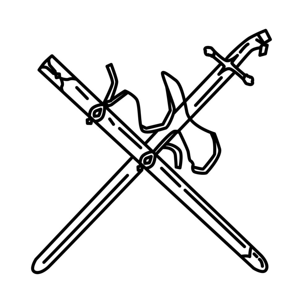 icona storica della spada di hazrat usman ibn affan. scarabocchiare lo stile dell'icona disegnato a mano o contorno vettore
