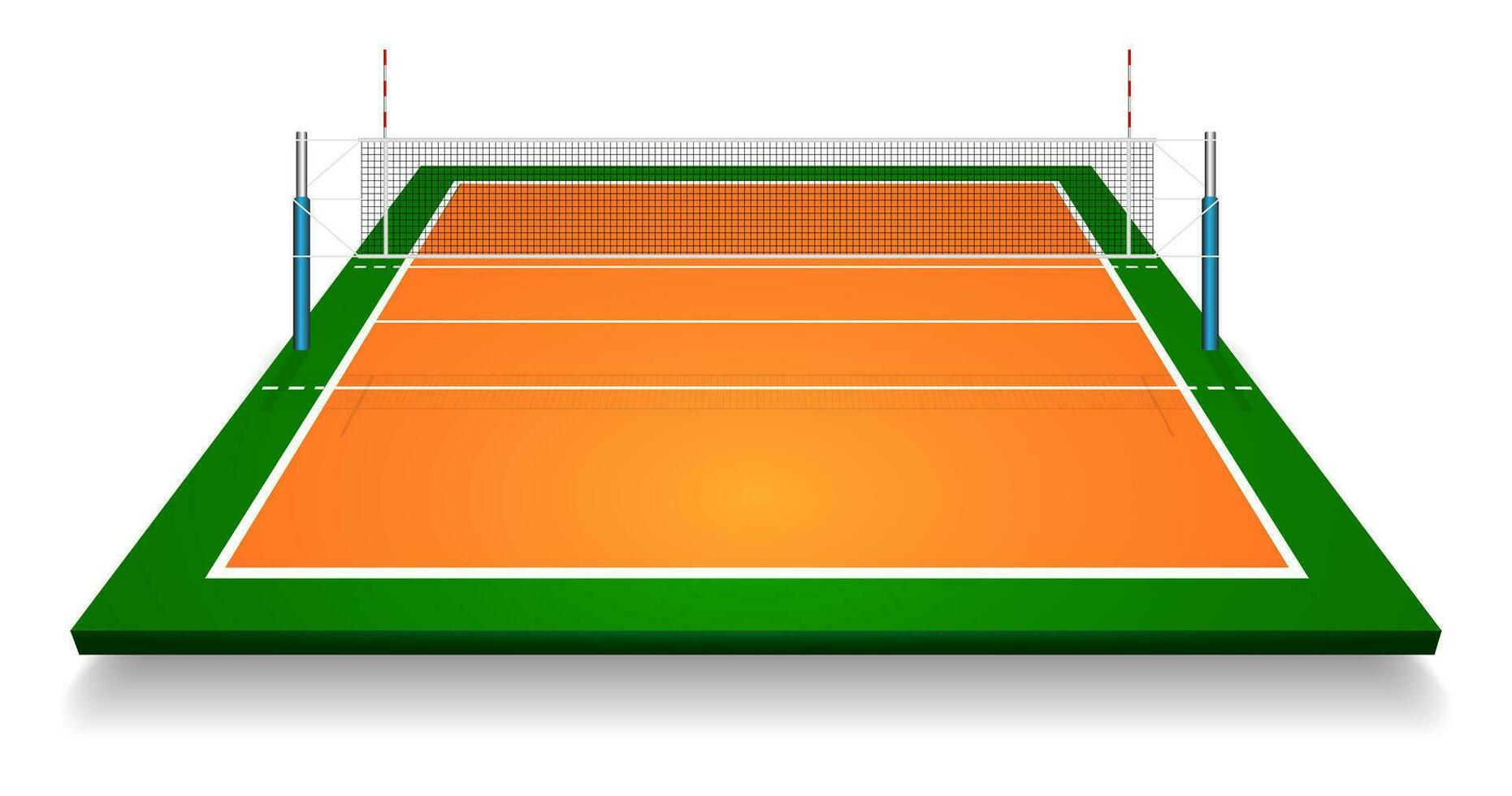 prospettiva vettore illustrazione di pallavolo campo Tribunale con rete. vettore eps 10. camera per copia