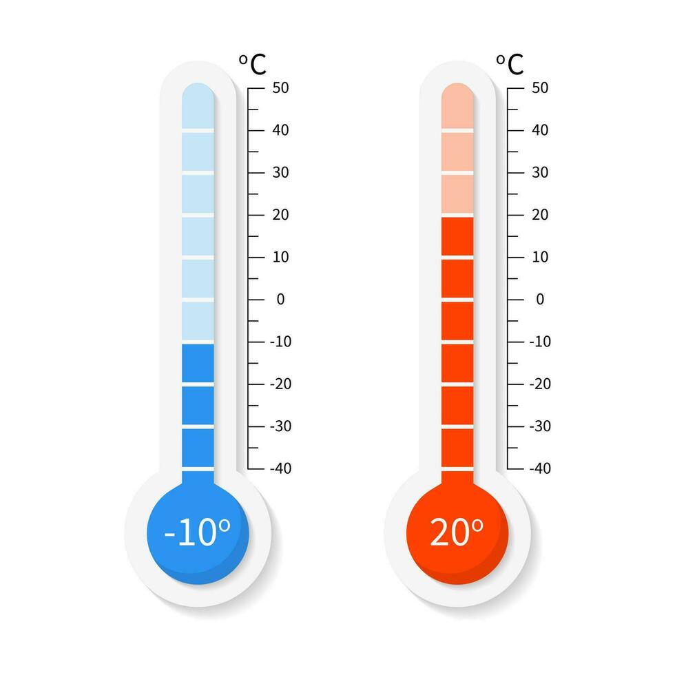 vettore centigrado e fahrenheit meteorologia termometri impostato