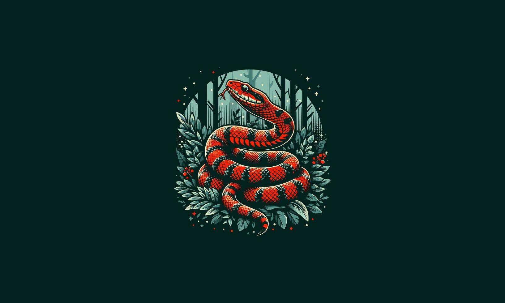 rosso serpente su foresta vettore illustrazione opera d'arte design