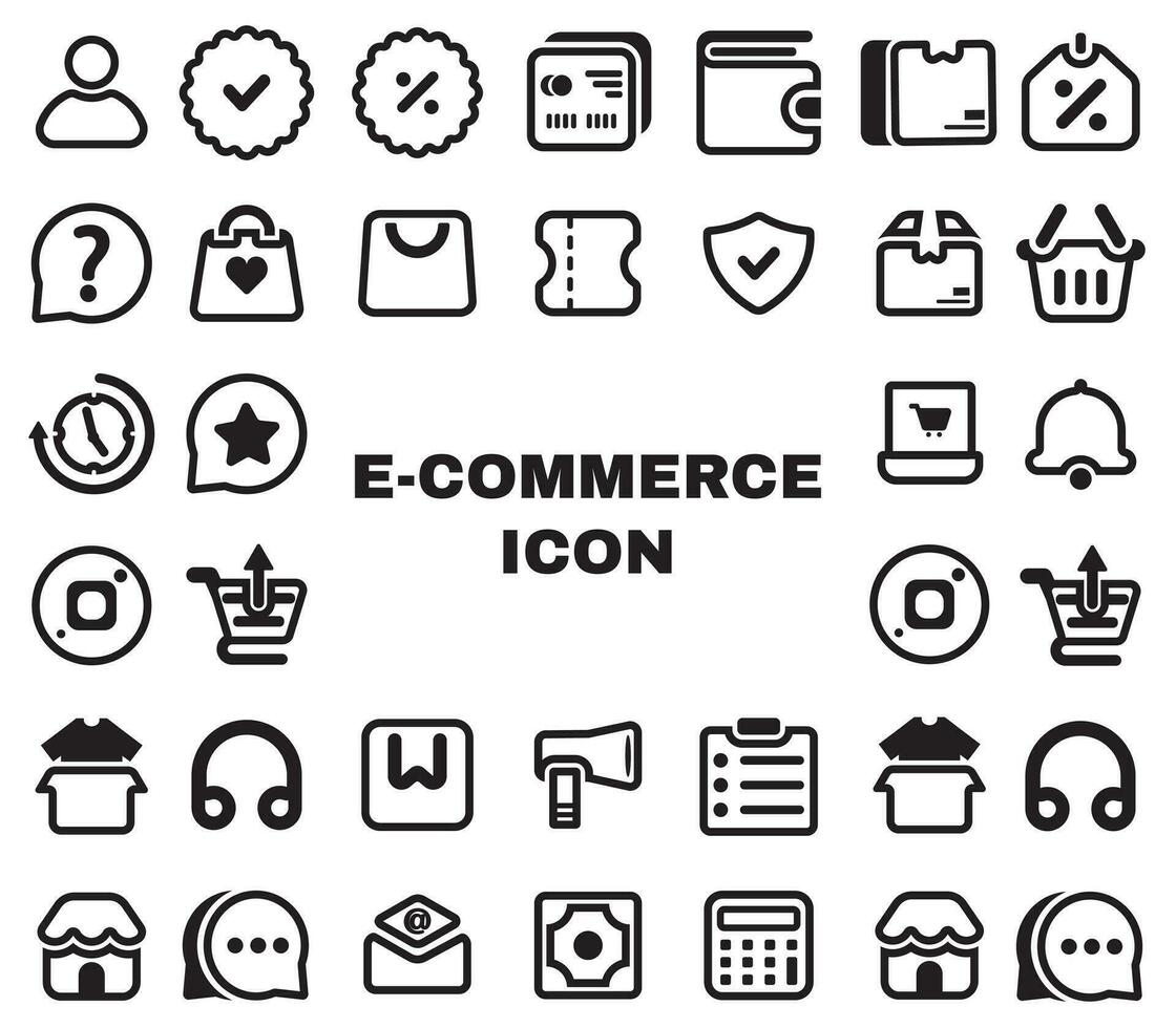 impostato di e-commerce linea icona vettore