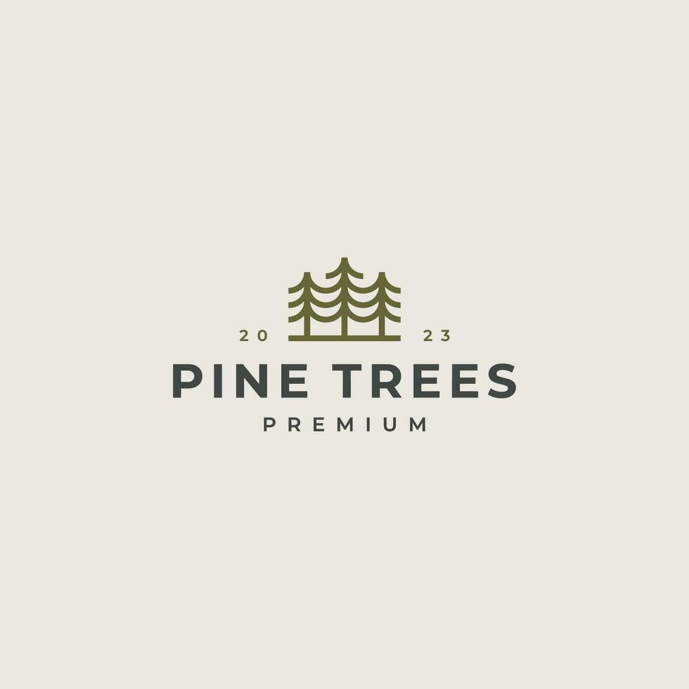 semplice pino alberi logo design modello vettore