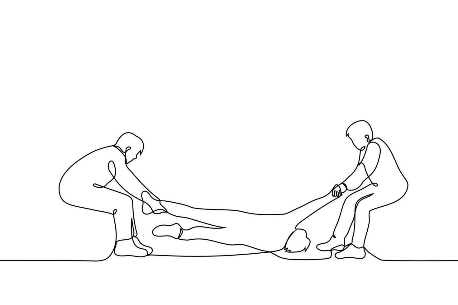 Due trascinare terzo - uno linea disegno vettore. concetto combattere, concorrenza, gelosia vettore