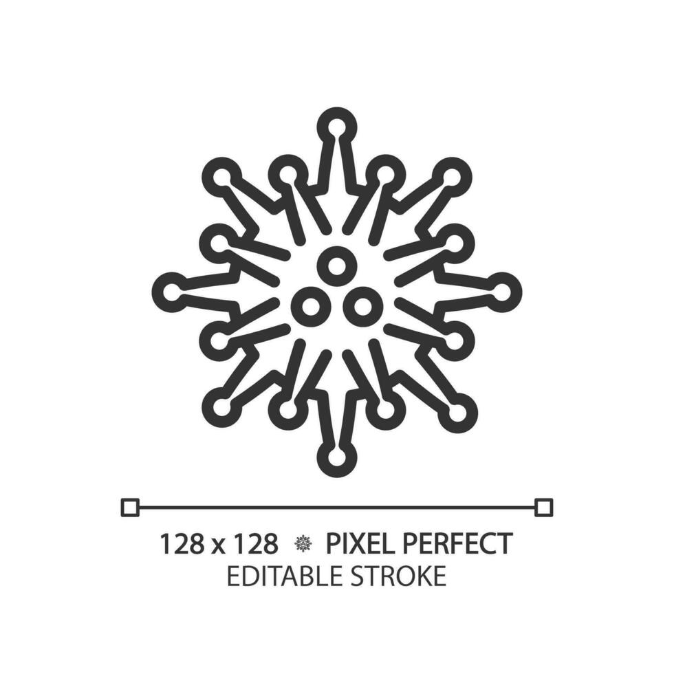 2d pixel Perfetto modificabile nero influenza virus icona, isolato vettore, semplice magro linea illustrazione che rappresentano batteri. vettore