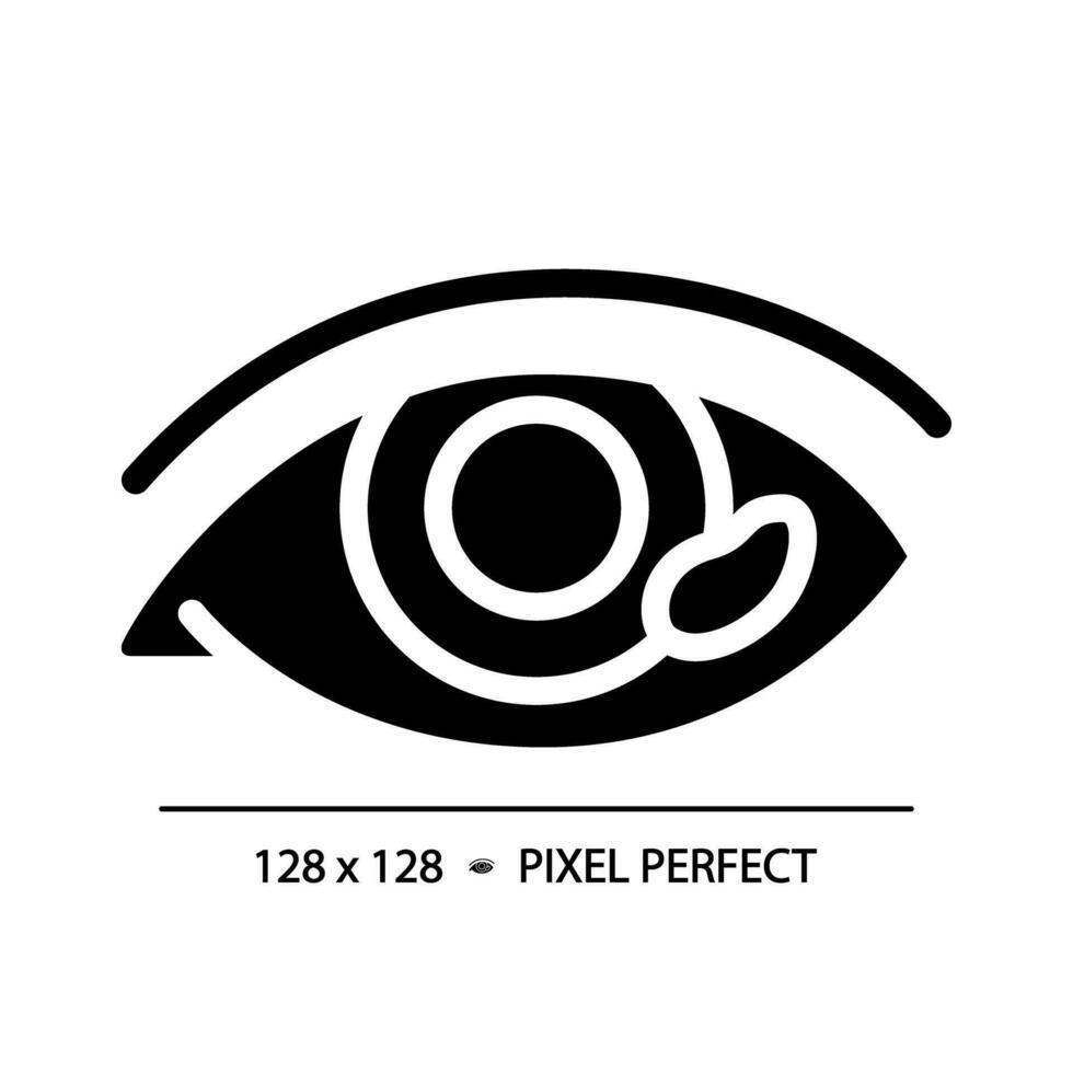 2d pixel Perfetto glifo stile lacrima icona, isolato semplice vettore, silhouette illustrazione che rappresentano occhio cura. vettore