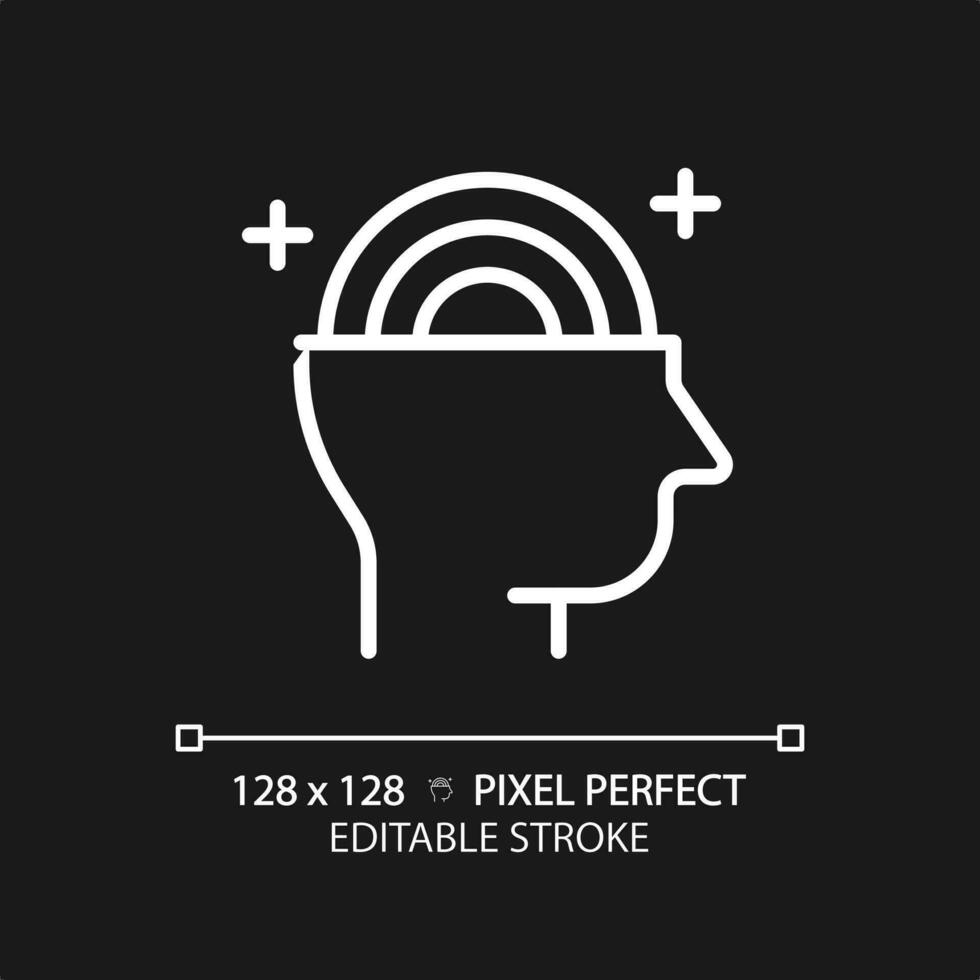 2d pixel Perfetto modificabile bianca psicologia icona, isolato vettore, magro linea illustrazione che rappresentano morbido abilità. vettore