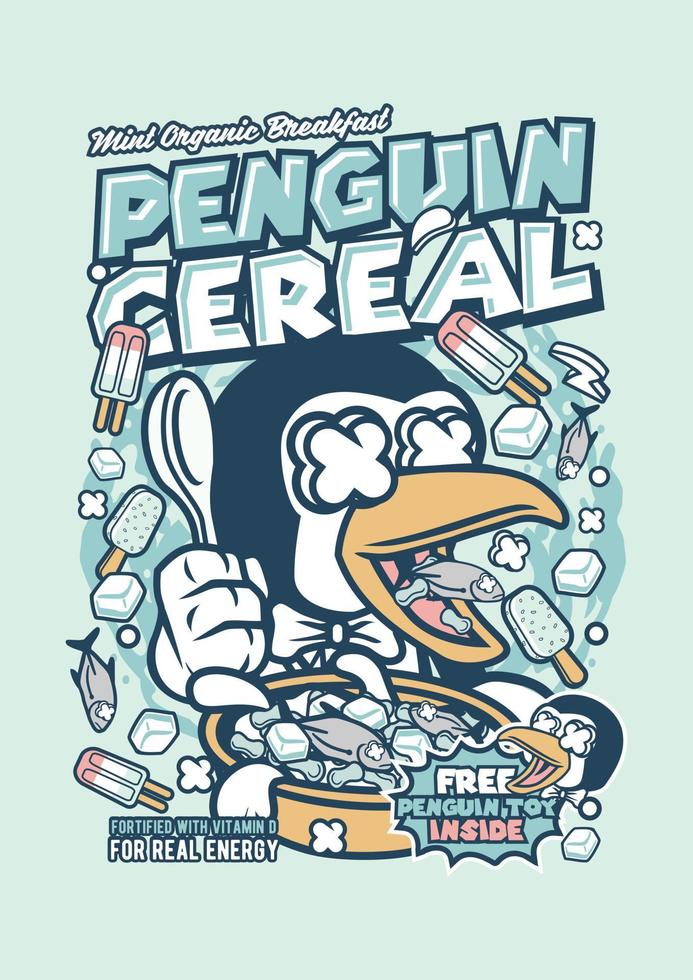 scatola di cereali pinguino vettore