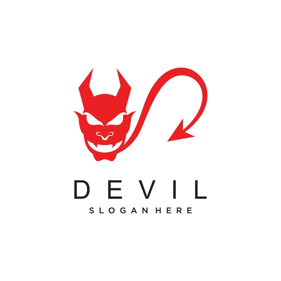 vettore rosso diavolo logo design con semplice concetto