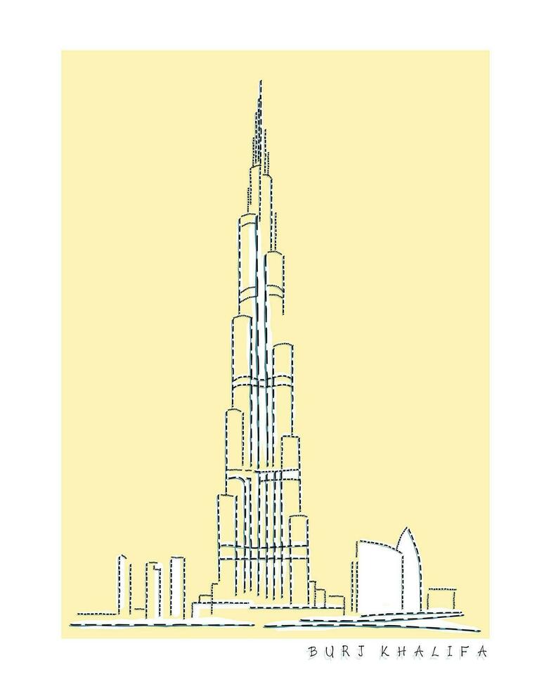 linea arte di burj Khalifa. vettore