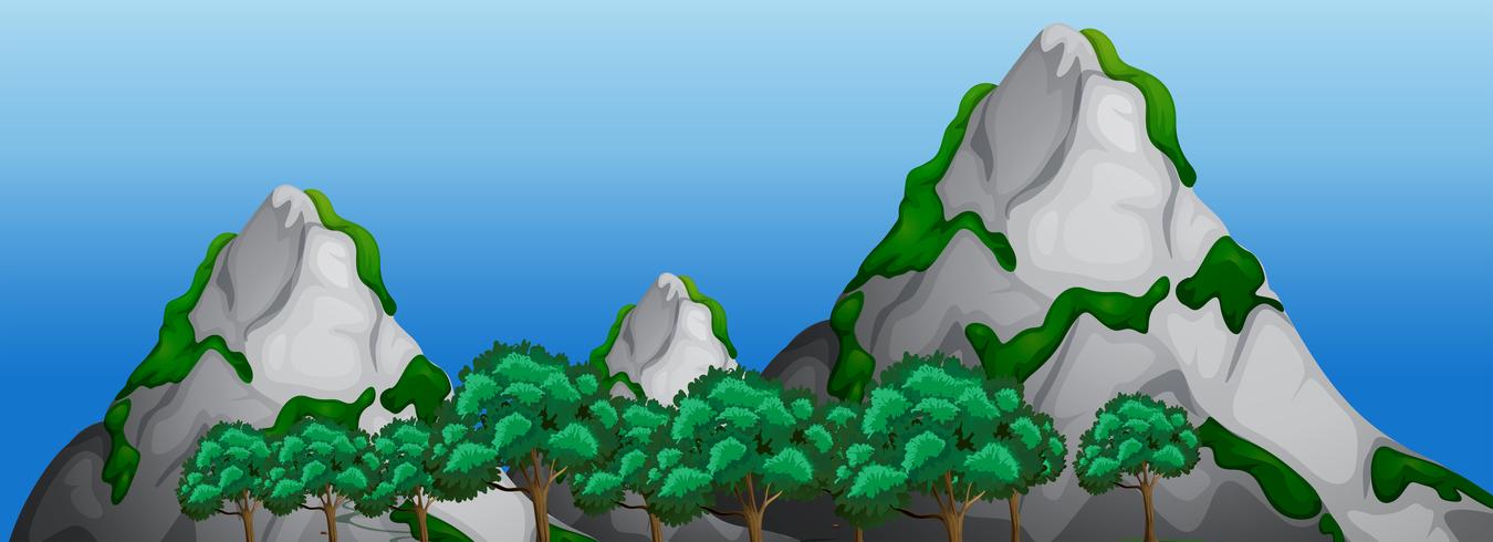 Un paesaggio di montagna di roccia vettore
