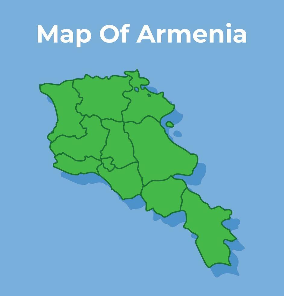 dettagliato carta geografica di Armenia nazione nel verde vettore illustrazione