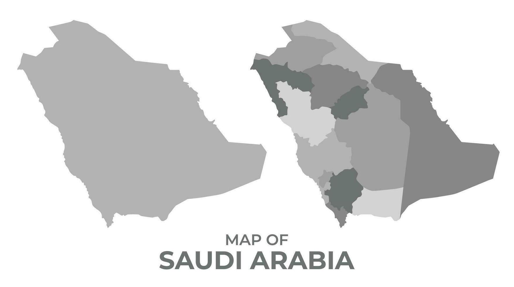 in scala di grigi vettore carta geografica di saudia arabia con regioni e semplice piatto illustrazione