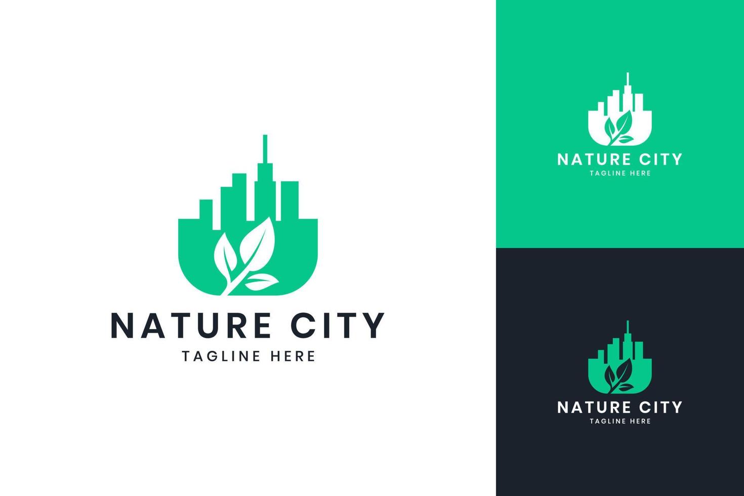 design del logo dello spazio negativo della città della natura vettore