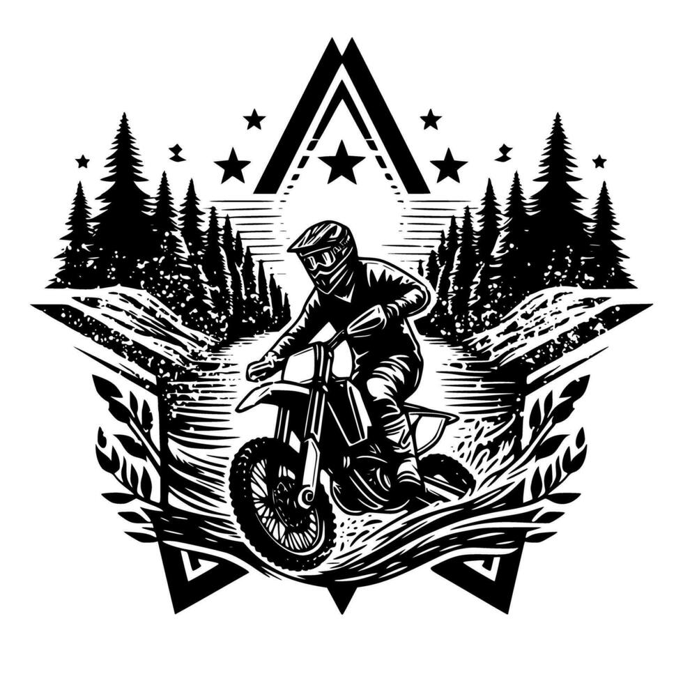 motocross supermoto sport da corsa Vintage ▾ illustrazione arte. logo motocross vettore