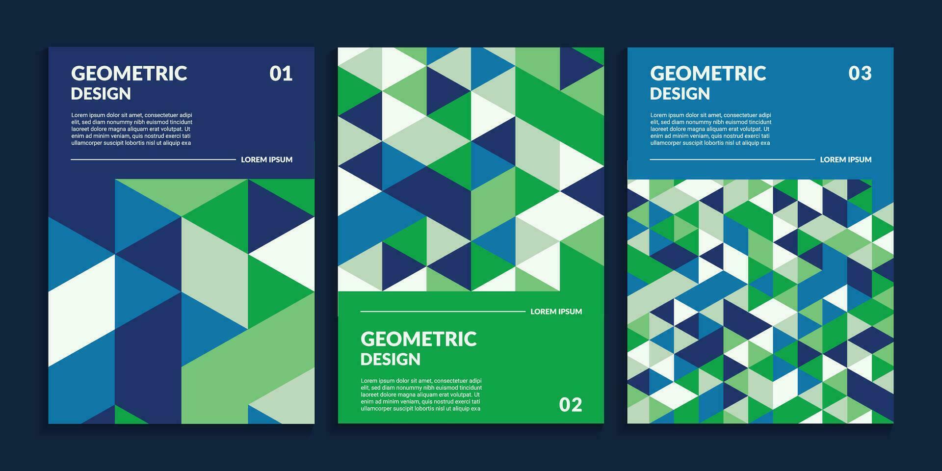 copertina libro geometrico triangoli blu verde colori vettore