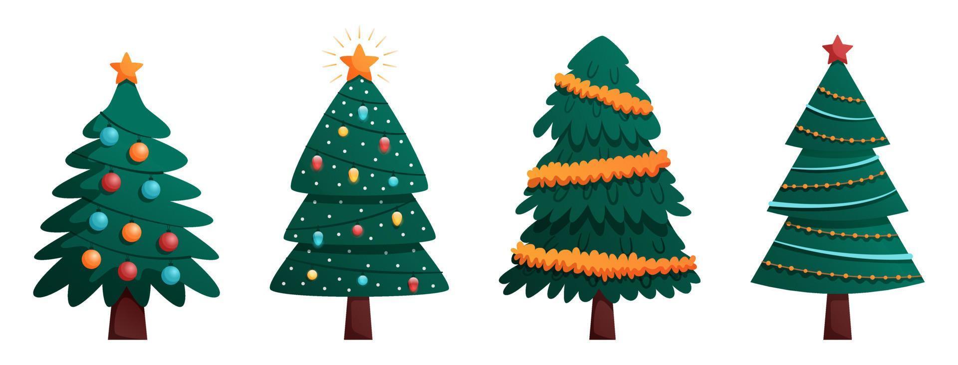 collezione di alberi di natale. set di alberi di natale vettoriali