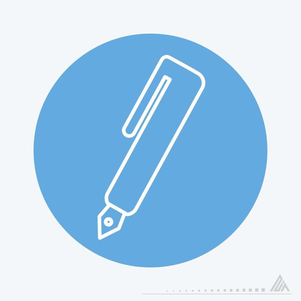 icona vettore di penna stilografica - stile monocromatico blu