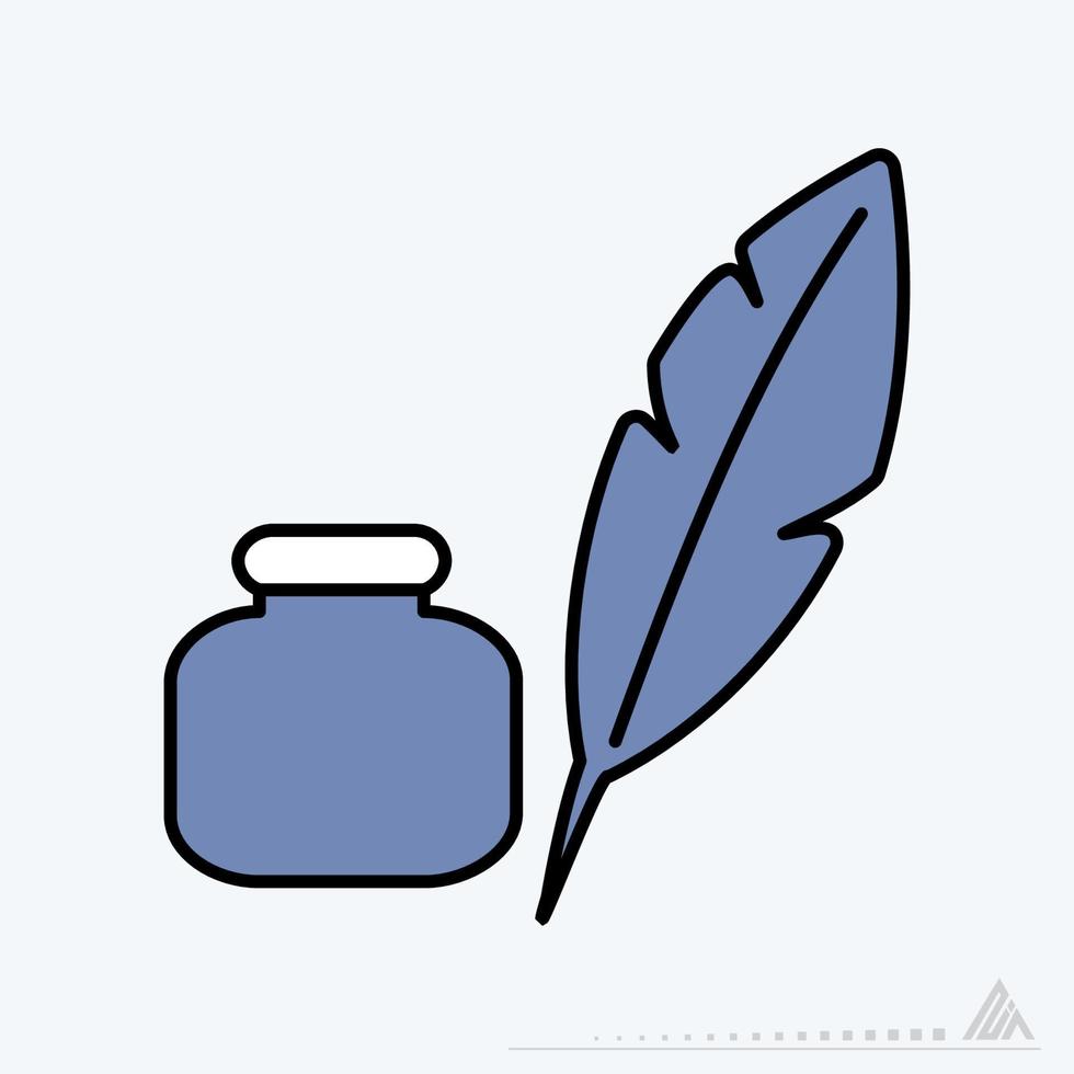 icona vettore di penna d'oca - stile blu scuro