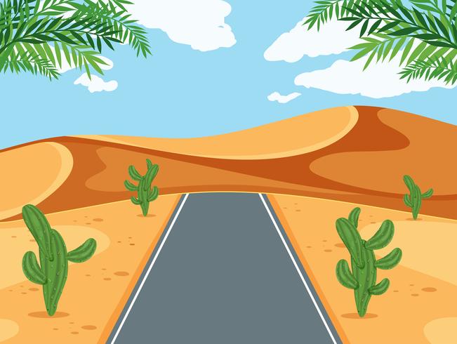 Una strada nel deserto vettore