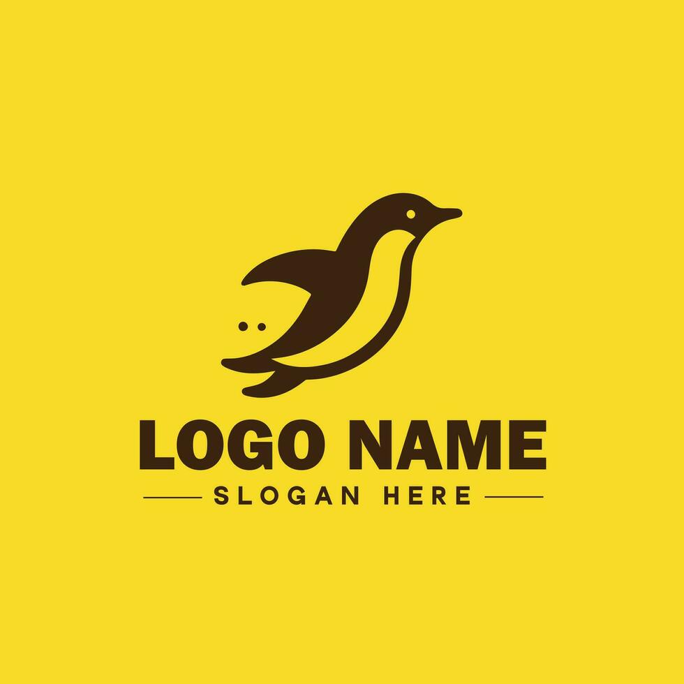 pinguino logo e icona pulito piatto moderno minimalista attività commerciale e lusso marca logo design modificabile vettore