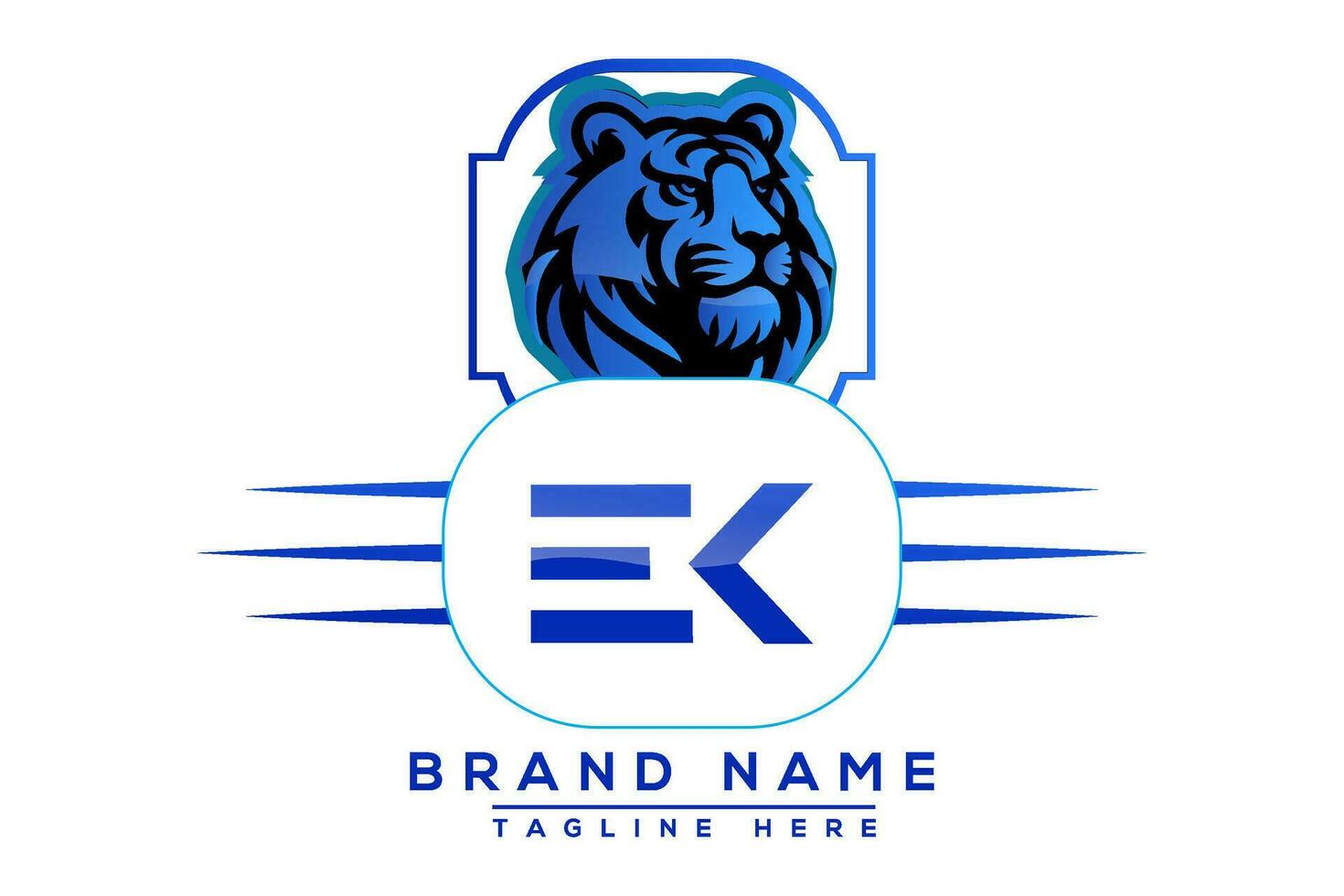 bk tigre logo blu design. vettore logo design per attività commerciale.