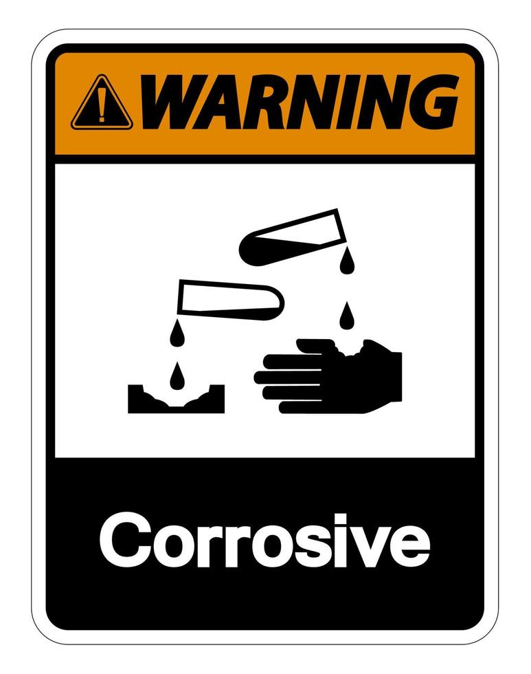 segno di avvertimento corrosivo simbolo su sfondo bianco vettore