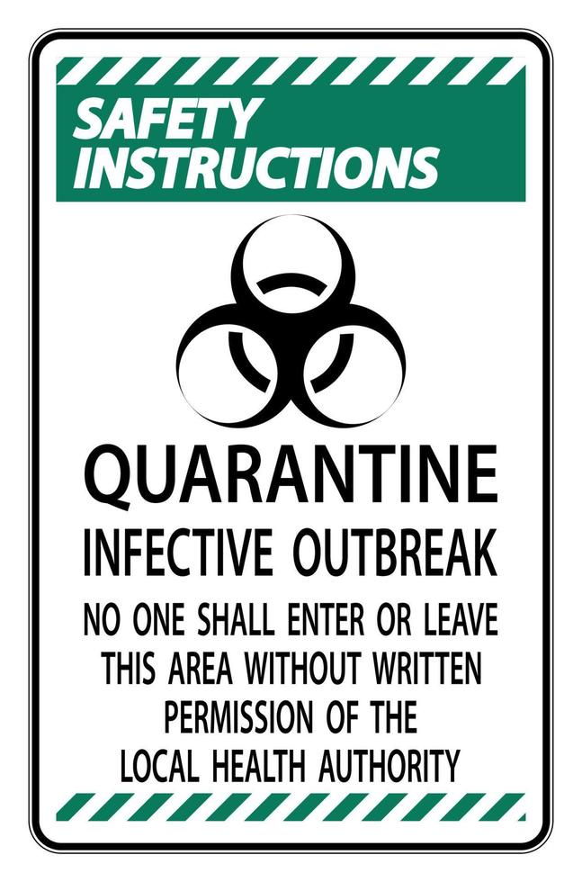 istruzioni di sicurezza quarantena focolaio infettivo segno isolare su sfondo trasparente, illustrazione vettoriale