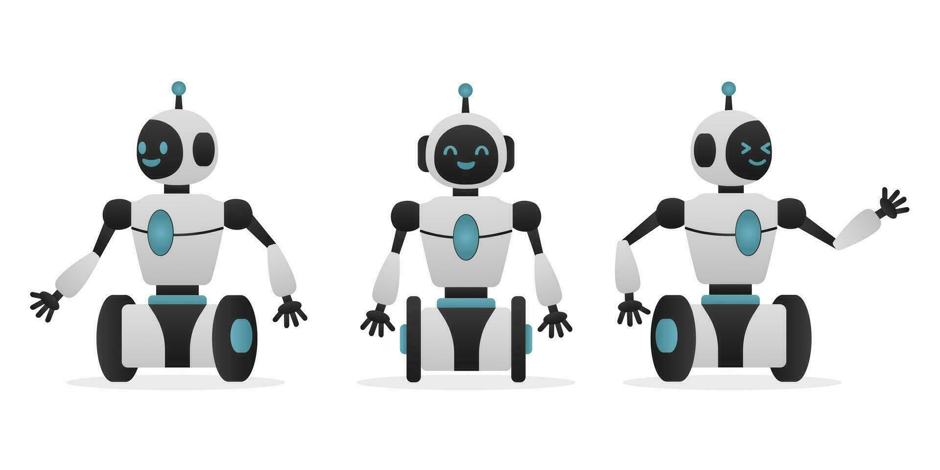robot, Chiacchierare Bot neurale Rete, ai server e robot tecnologia. impostato di carino robot ai carattere. vettore