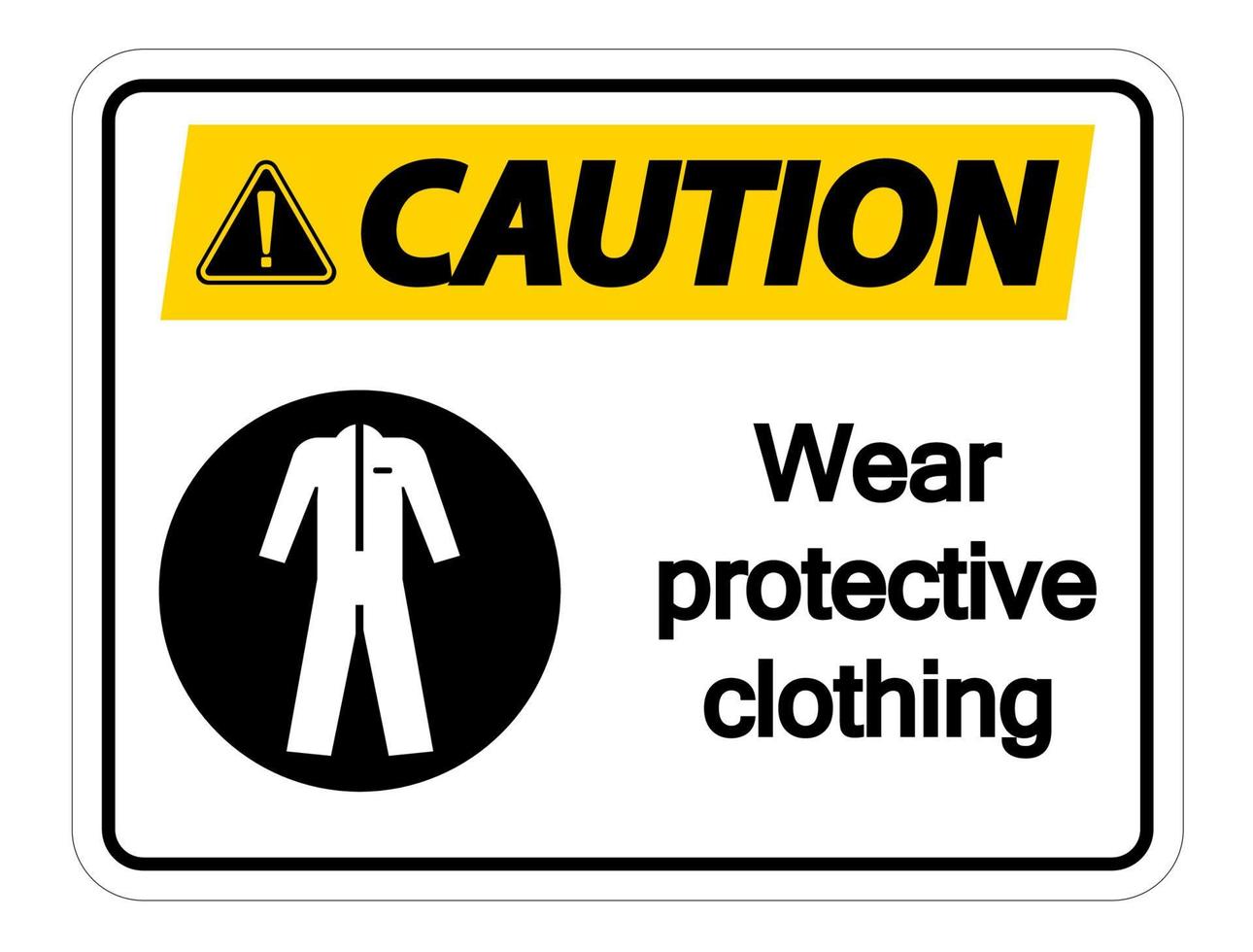 attenzione indossare indumenti protettivi segno su sfondo bianco vettore