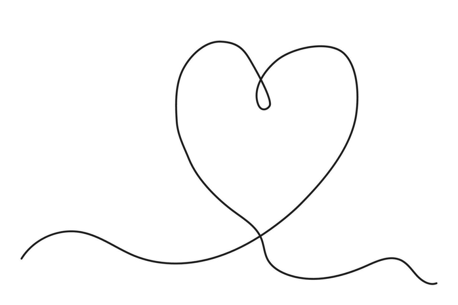 cuore forma singolo linea moderno minimalista disegno, amore simbolo isolato su bianca sfondo. astratto linea arte romantico elemento. vettore illustrazione