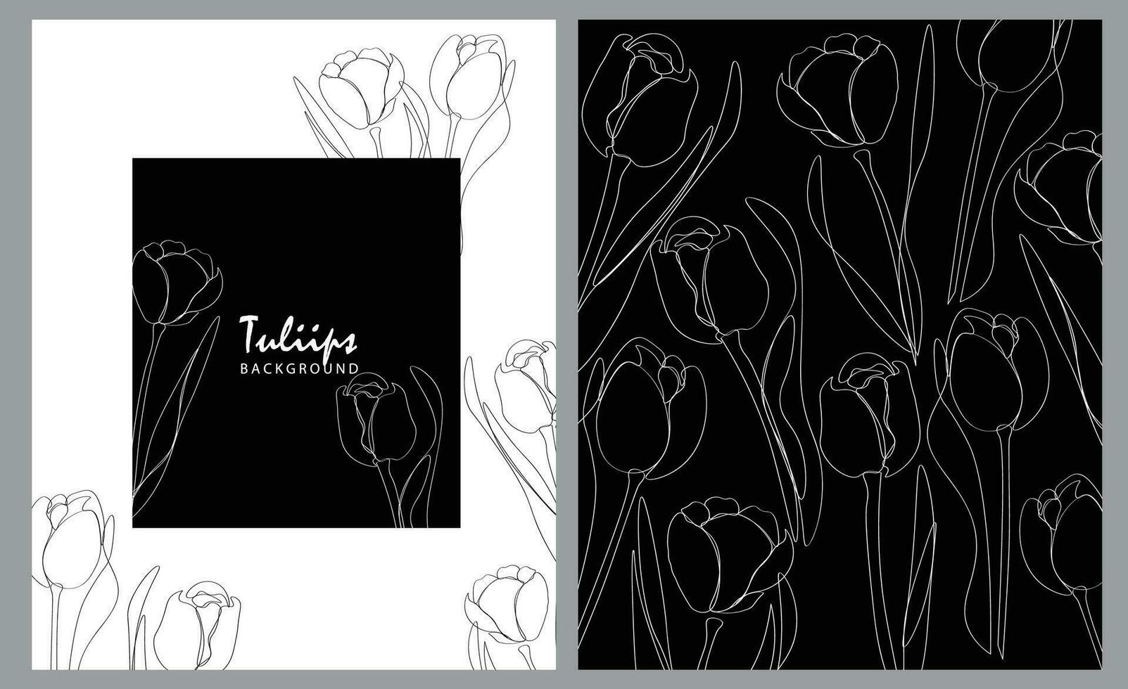 impostato di tulipani linea arti tulipani mano disegnato vettore bandiera