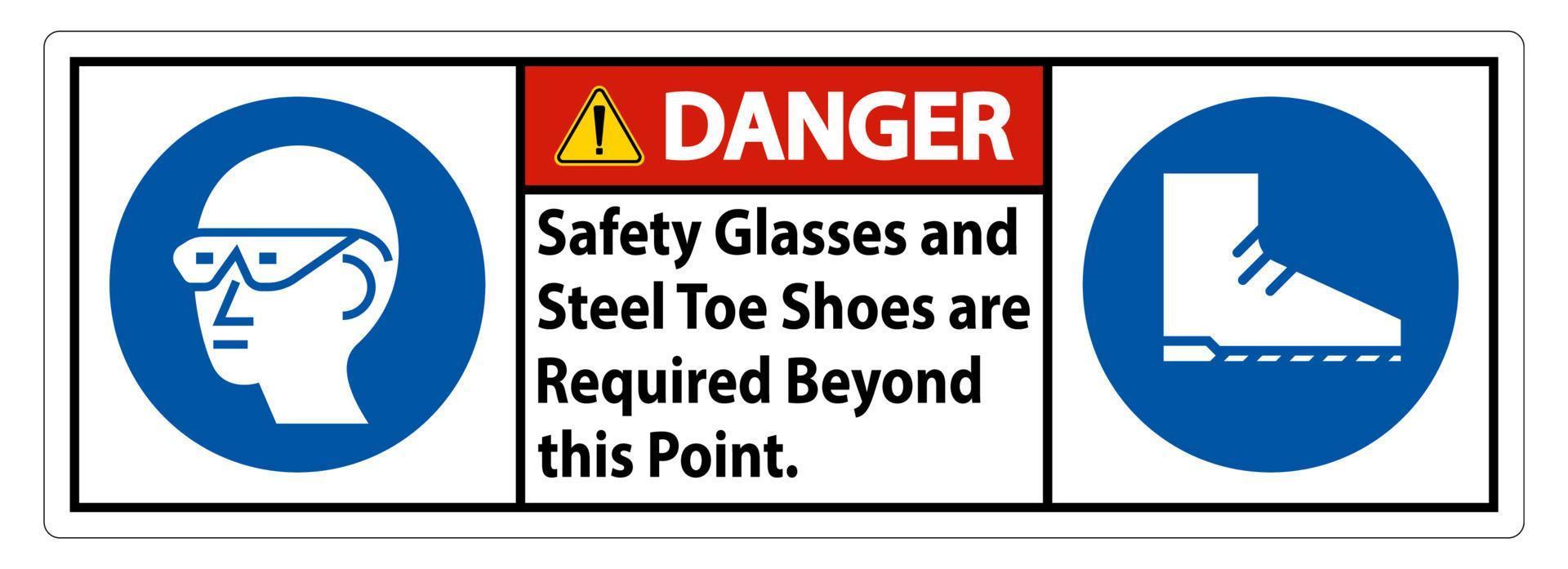 oltre questo punto sono necessari occhiali di sicurezza e scarpe con punta in acciaio vettore