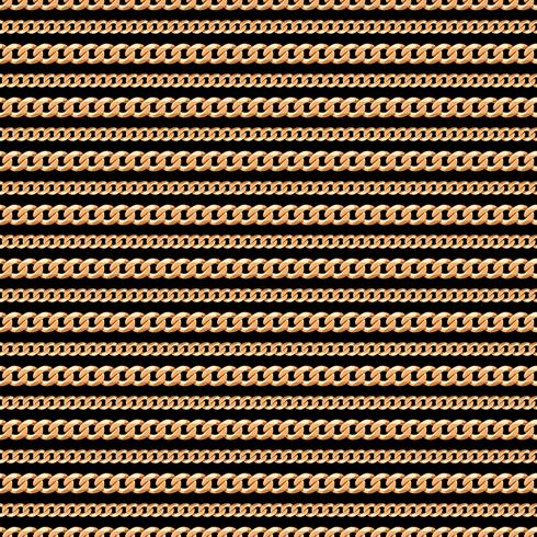 Modello senza cuciture delle linee di catena dell&#39;oro su fondo nero. Illustrazione vettoriale