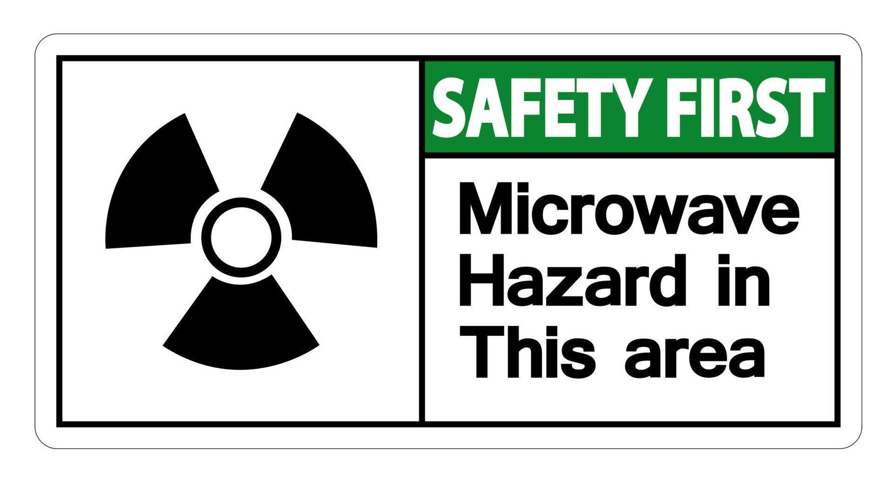 sicurezza primo segnale di pericolo a microonde su sfondo bianco vettore