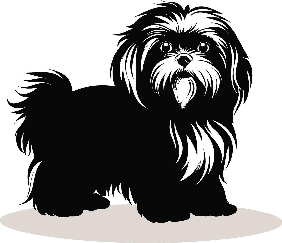 silhouette personaggio shih tzu cane, carino logo. vettore