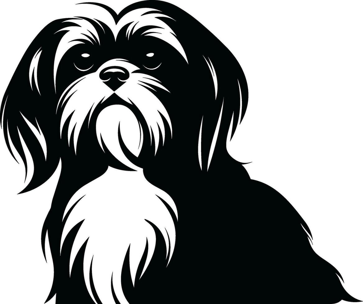 silhouette personaggio shih tzu cane, carino logo. vettore