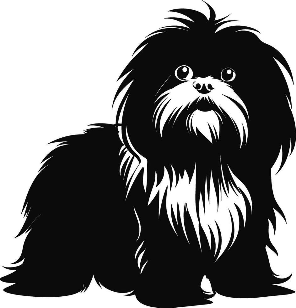 silhouette personaggio shih tzu cane, carino logo. vettore