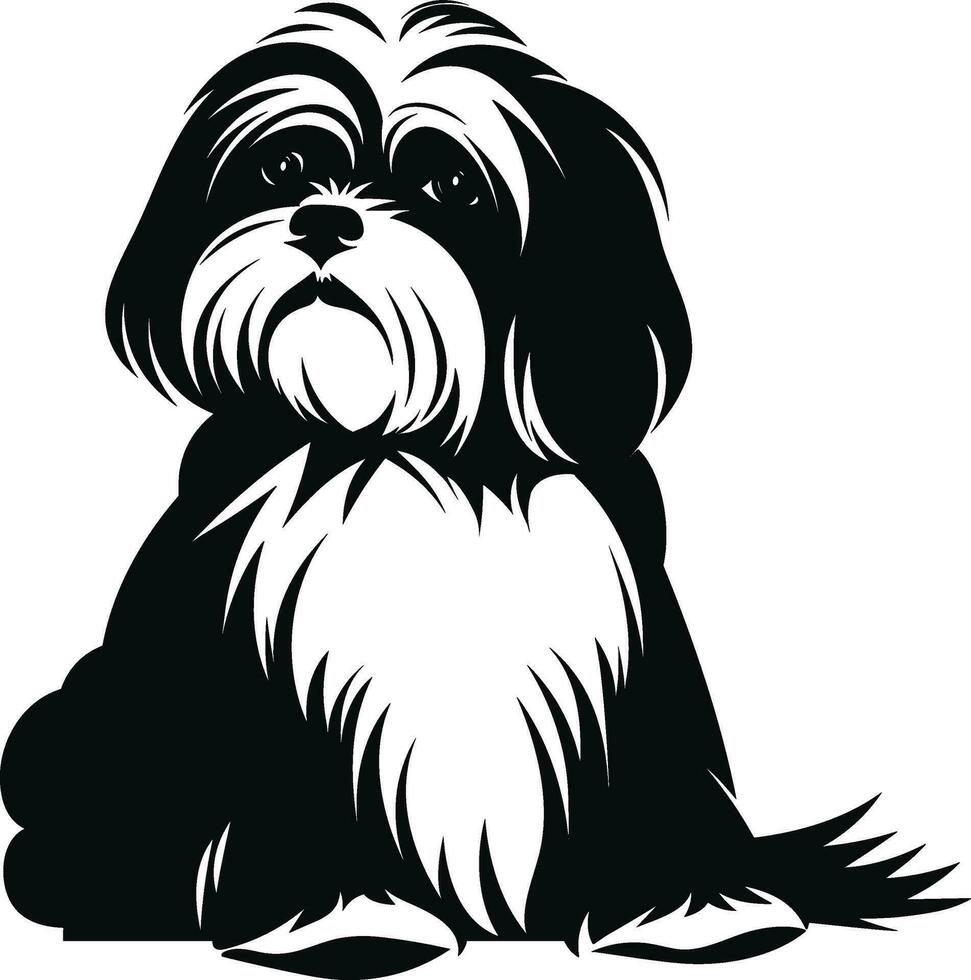 silhouette personaggio shih tzu cane, carino logo. vettore