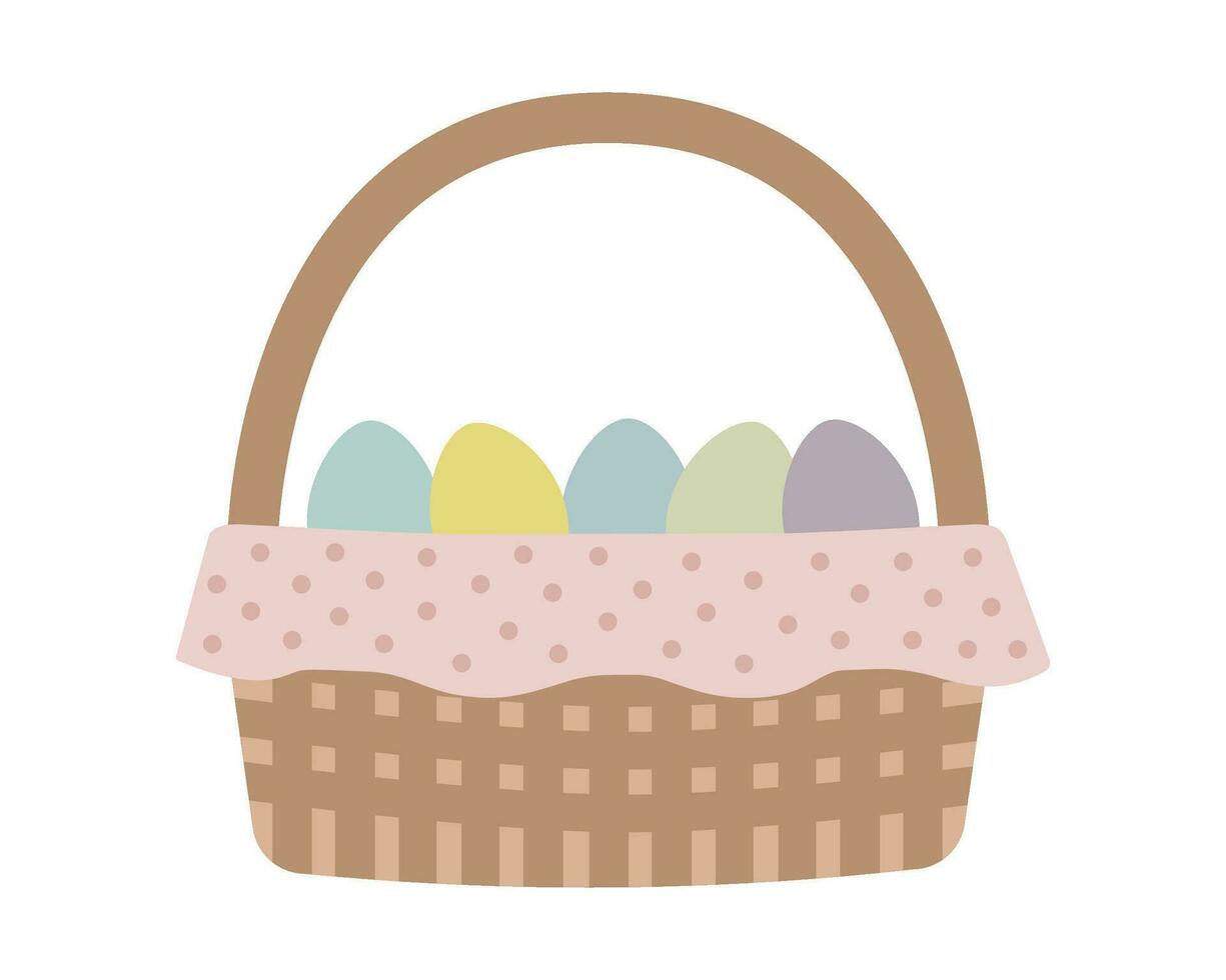 cestino con Pasqua uova. isolato vacanza elementi, pastello colori. moderno vettore illustrazione
