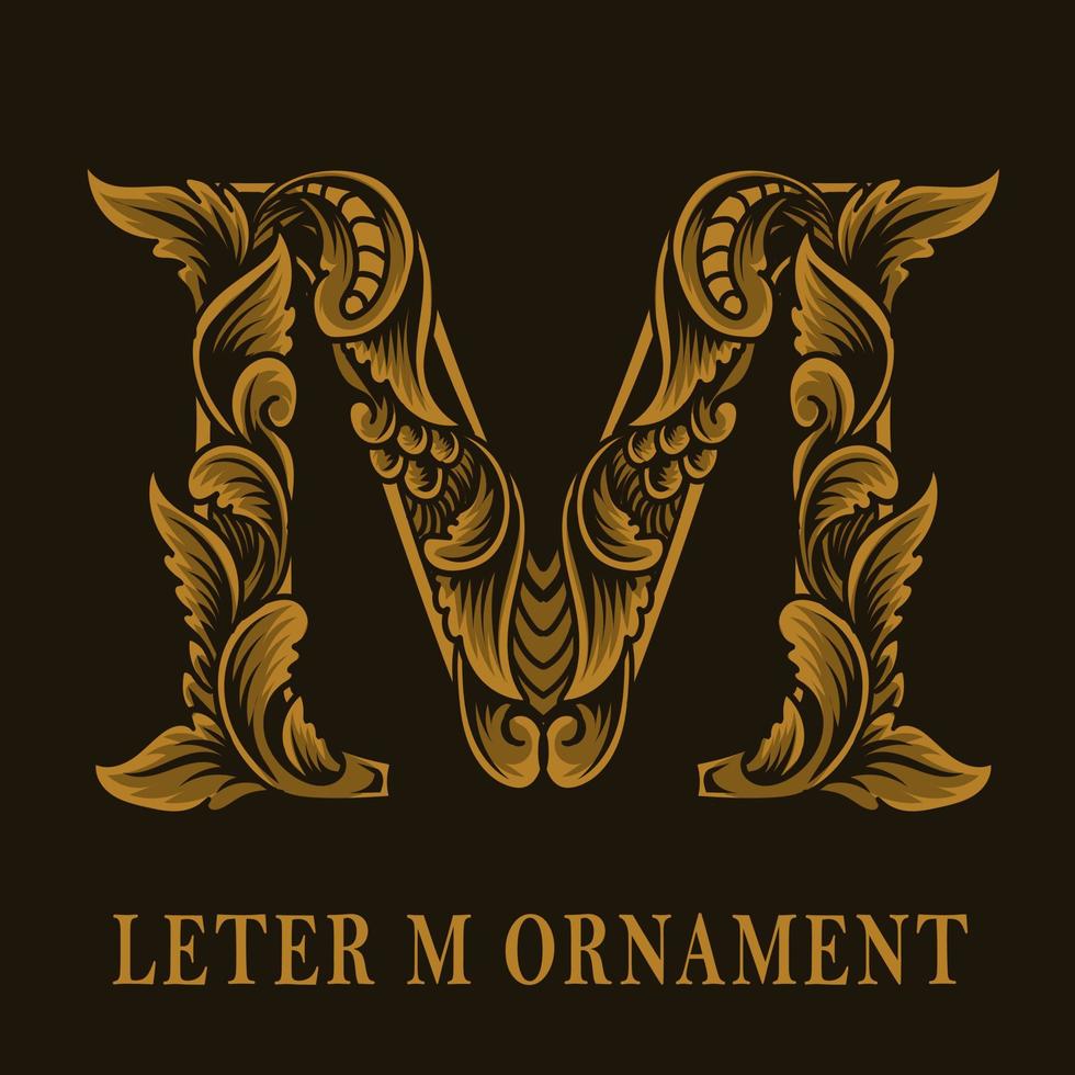 lettera m logo stile ornamento vintage vettore