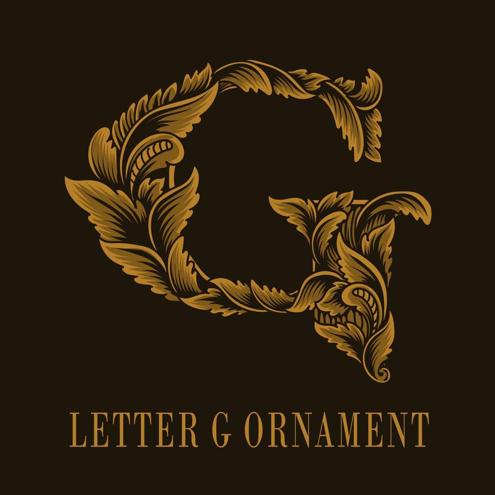 lettera g logo stile ornamento vintage vettore