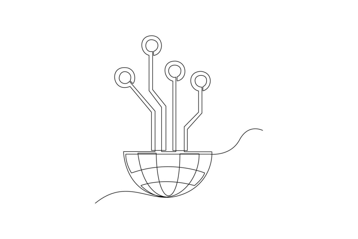 uno continuo linea disegno di informazione tecnologia concetto. scarabocchio vettore illustrazione nel semplice lineare stile.