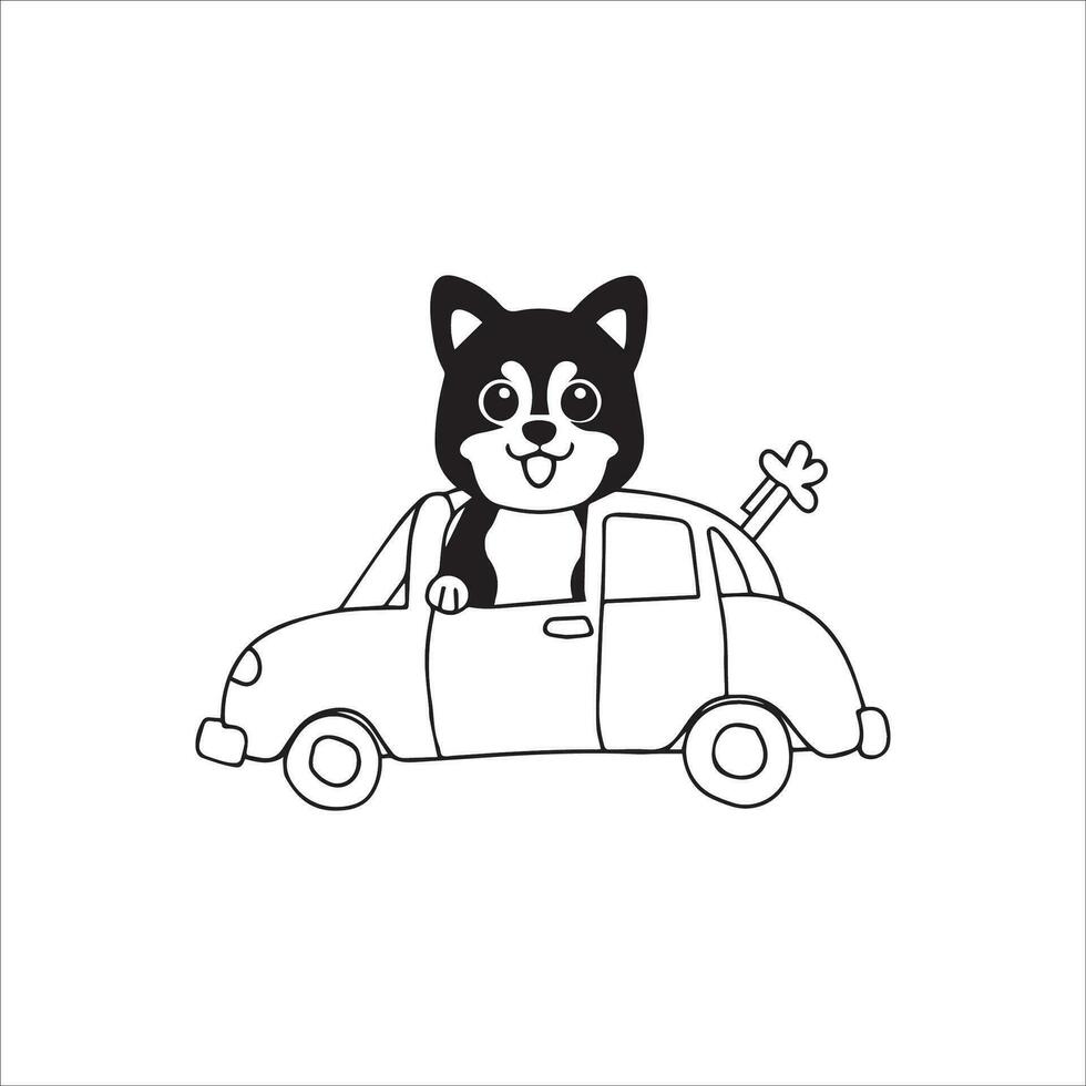 animale schema per carino cane su un' auto vettore