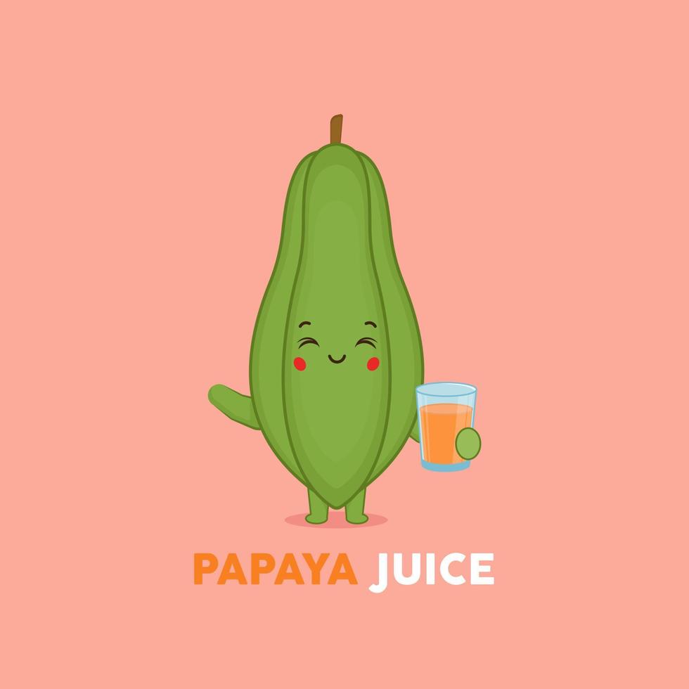 simpatico personaggio sorridente di succo di papaya vettore