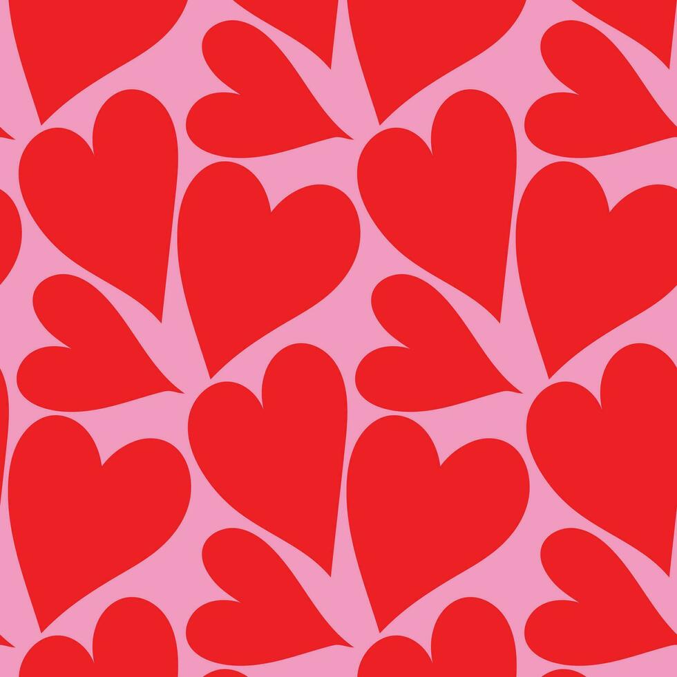 rosso amore cuore senza soluzione di continuità modello illustrazione. carino romantico rosa cuori sfondo Stampa. San Valentino giorno vacanza fondale struttura, romantico nozze design. vettore