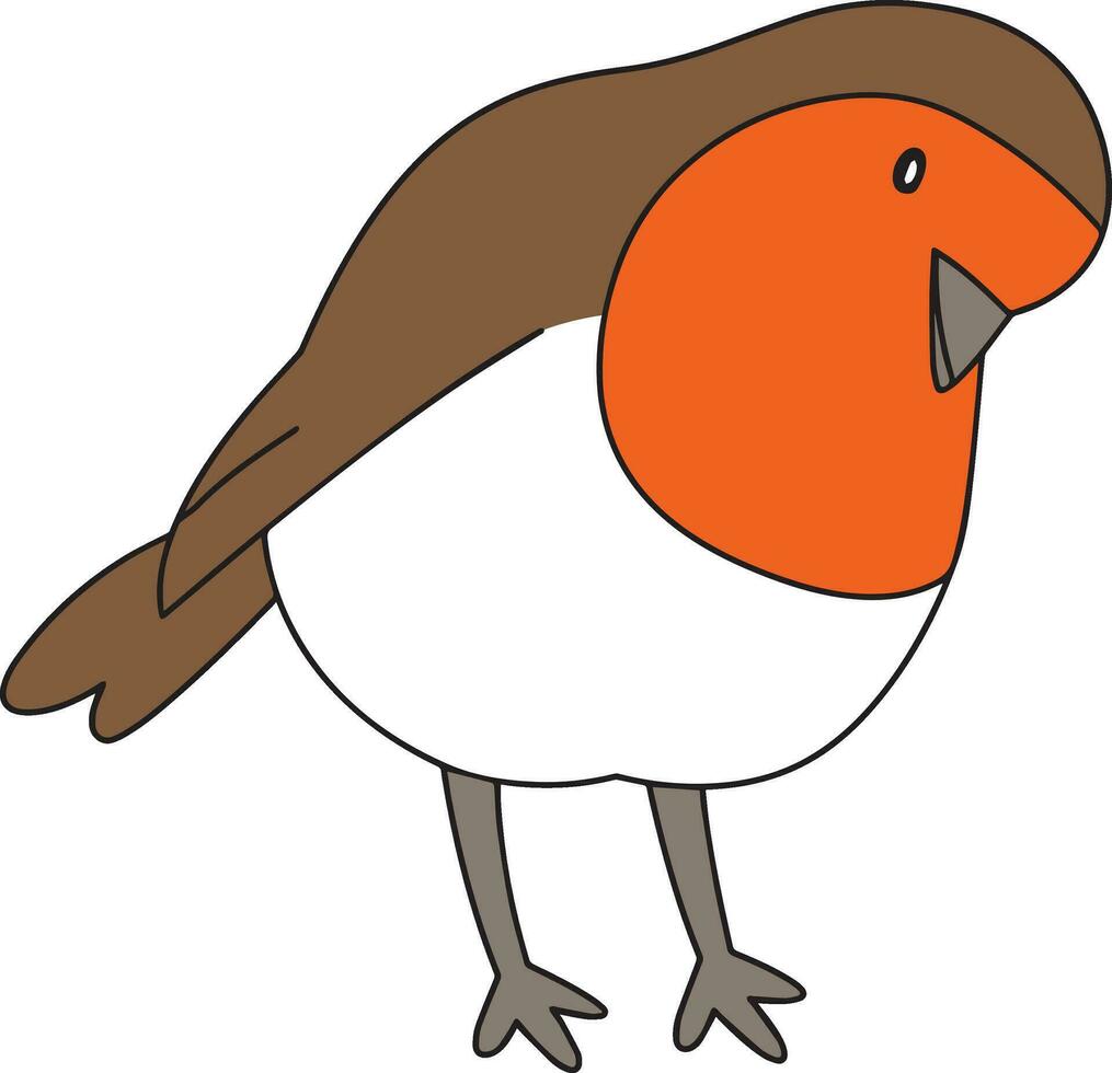 pettirosso uccello, cartone animato, disegnato con semplice linee, scarabocchio, disegnato a mano con un' semplice e liscio stile. il pettirosso uccello è carino vettore