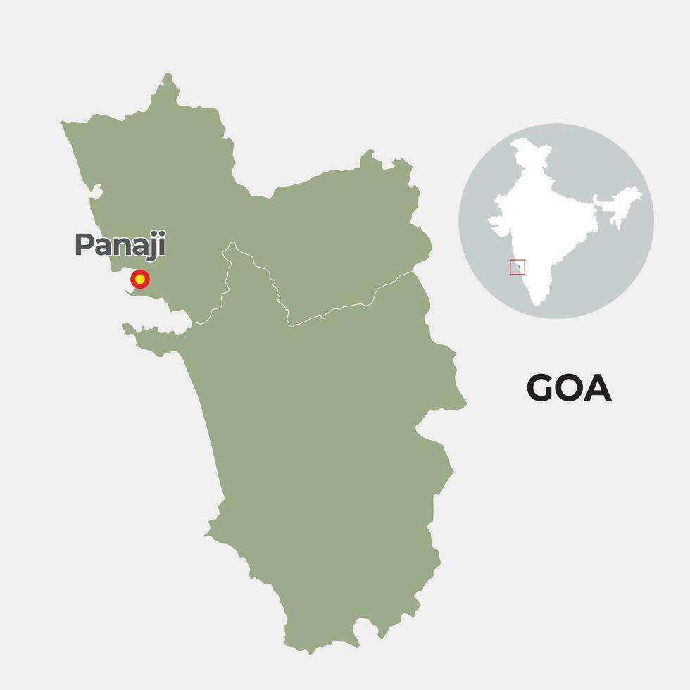 goa locator carta geografica mostrando quartiere e suo capitale vettore