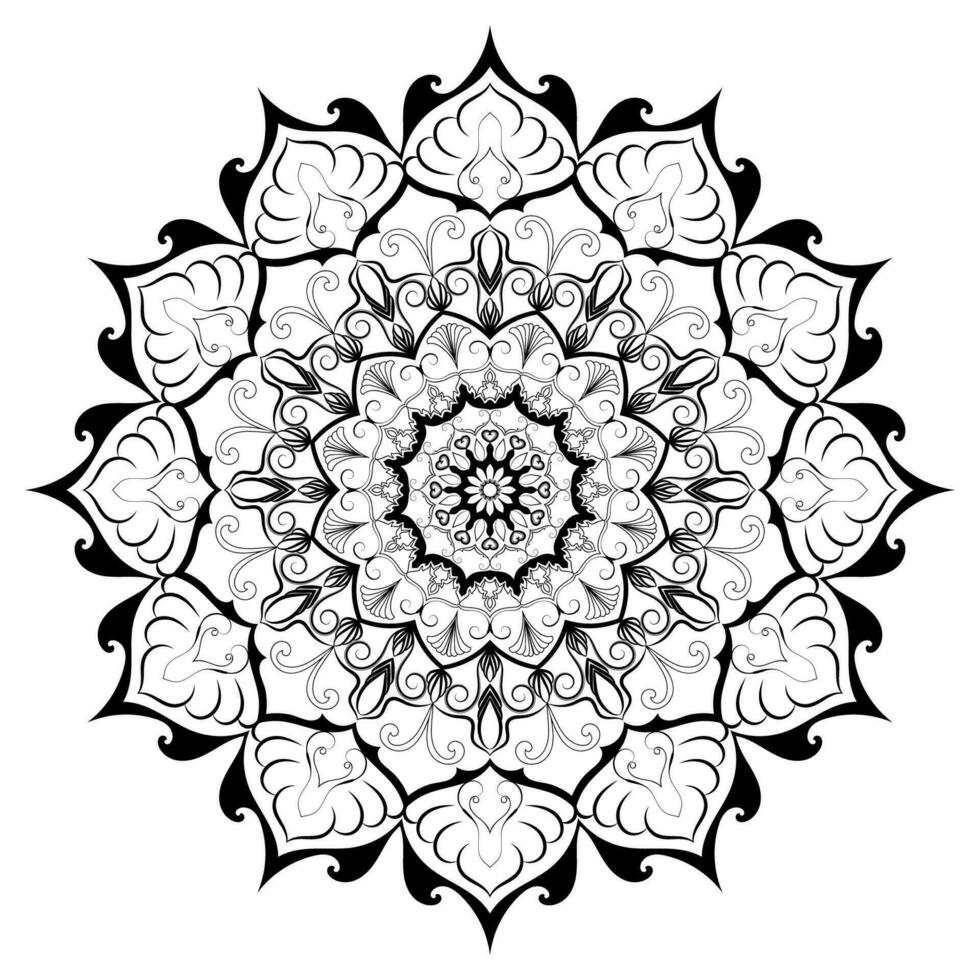 mandala di fiori. elementi decorativi d'epoca. motivo orientale, illustrazione vettoriale. motivi islam, arabi, indiani, marocchini, spagnoli, turchi, pakistani, cinesi, mistici, ottomani. pagina del libro da colorare vettore